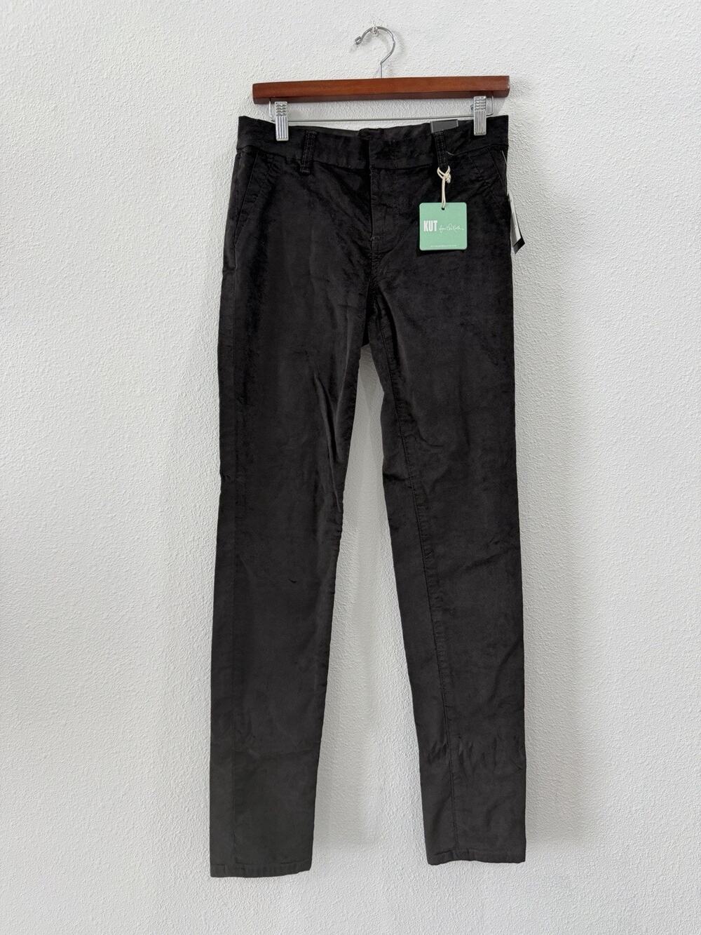 Kut From The Cloth Velvet Pants Diana Skinny Stretch 4 Charcoal NWT